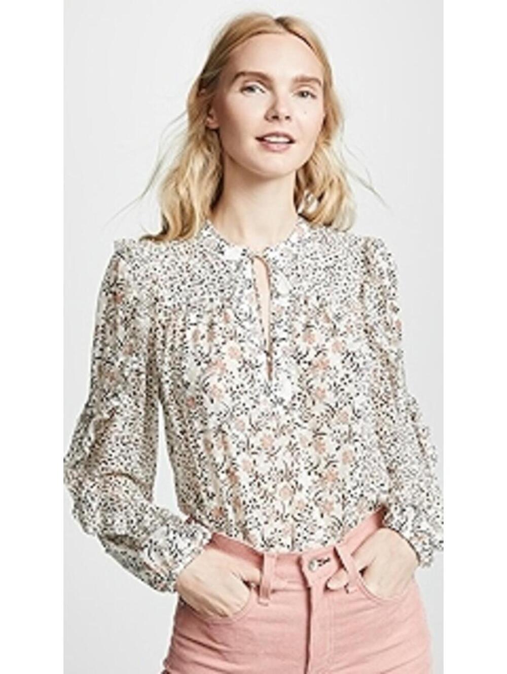 $375 Ulla Johnson Norma Blouse Pearl Floral 4 Boho Top Tassles